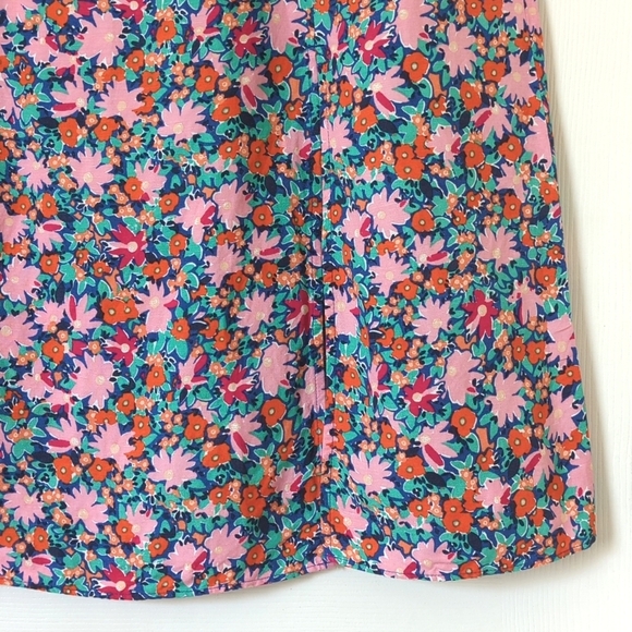 Loft Bright Daisy Linen Blend High Waisted Side Slit A-Line Midi Skirt Pink 12P - Picture 8 of 12